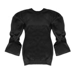 Ruffled Black Cotton Dress - LEILA