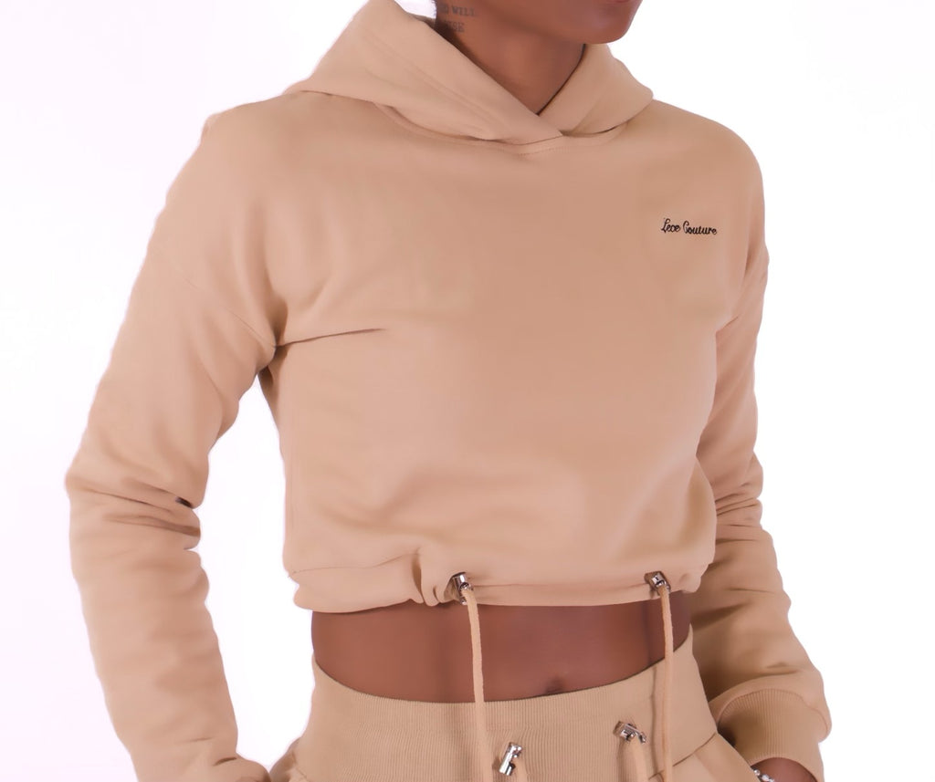 Nude cropped hoodie hot sale